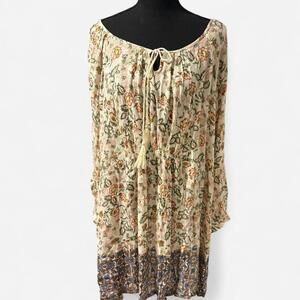 Anthropology J Gee boho floral gauzy flowy festival dress Size Large NWOT